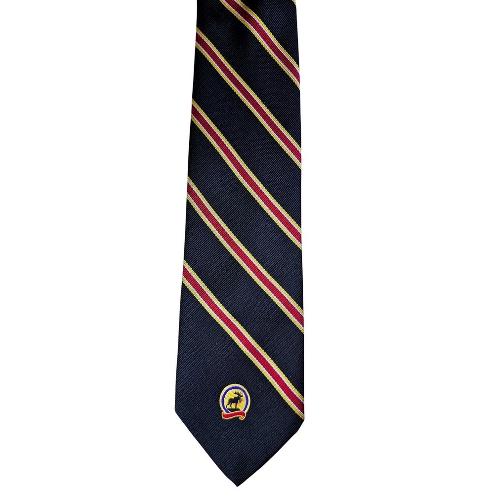 Career Cravats Mens Neck Tie Moose Logo Striped USA Classic Necktie